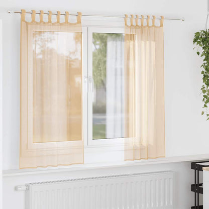 Voile Curtains with Rod Pockets 2 pcs Sand