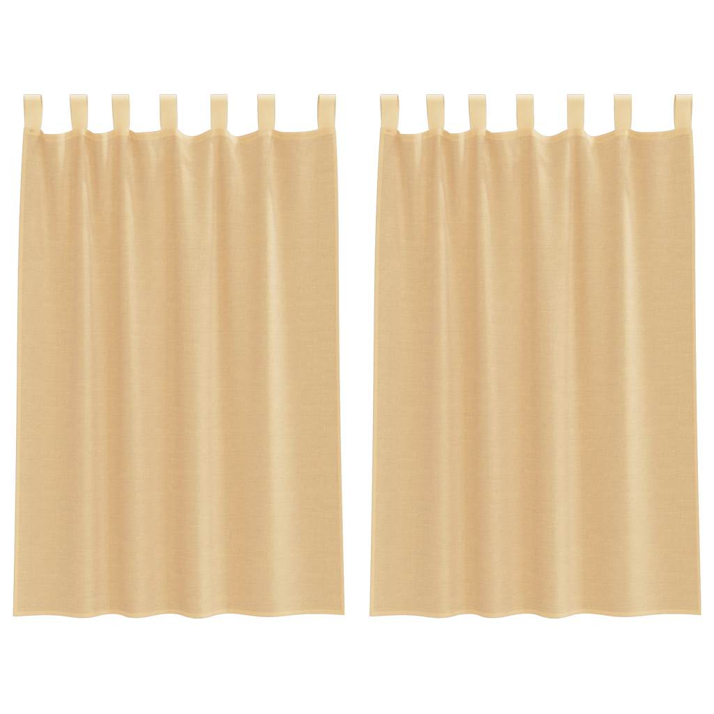 Voile Curtains with Rod Pockets 2 pcs Sand