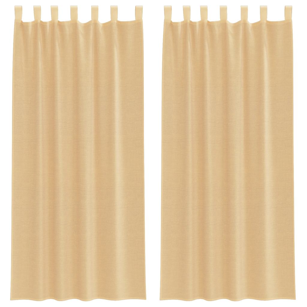 Voile Curtains with Rod Pockets 2 pcs Sand