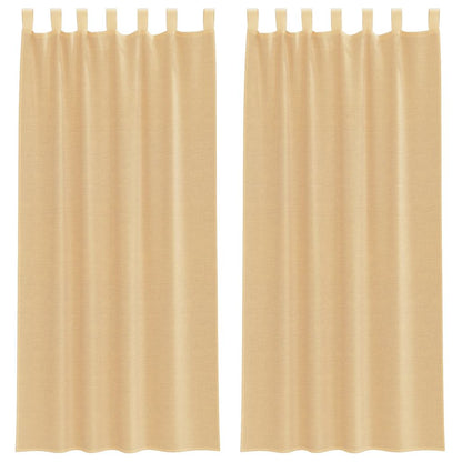Voile Curtains with Rod Pockets 2 pcs Sand