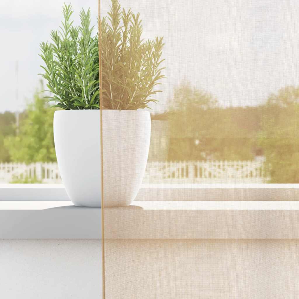 Voile Curtains with Rod Pockets 2 pcs Sand