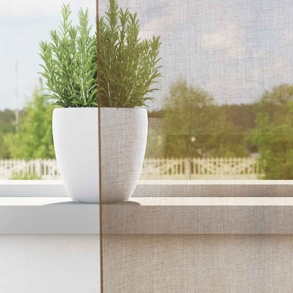 Voile Curtains with Rod Pockets 2 pcs Light Brown