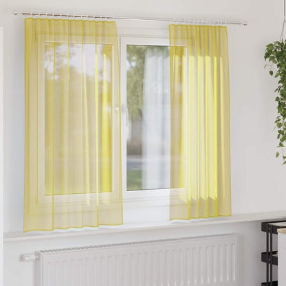 Voile Curtains with Rod Pockets 2 pcs Yellow