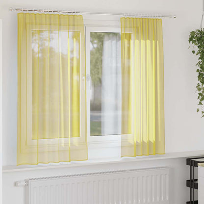 Voile Curtains with Rod Pockets 2 pcs Yellow