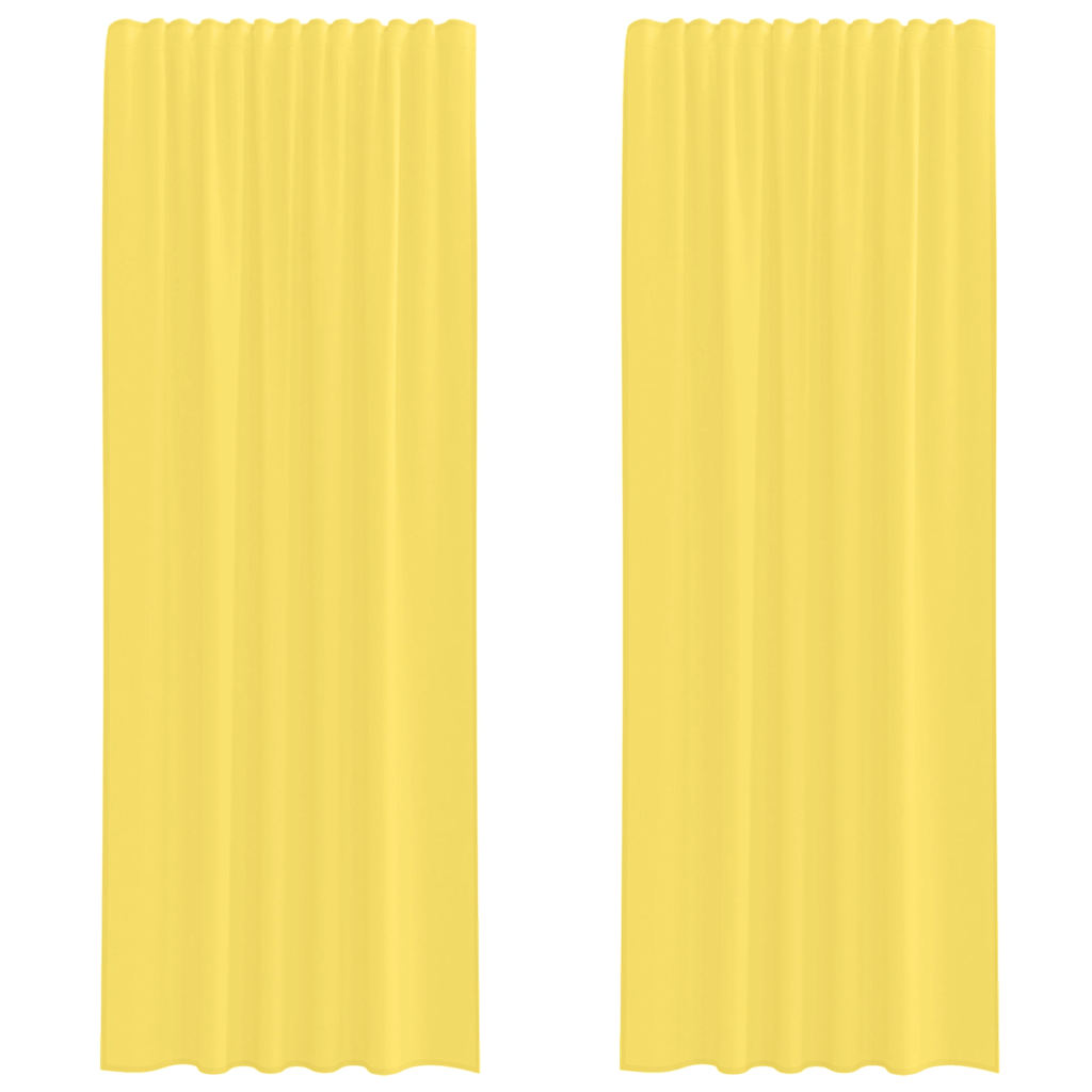 Voile Curtains with Rod Pockets 2 pcs Yellow
