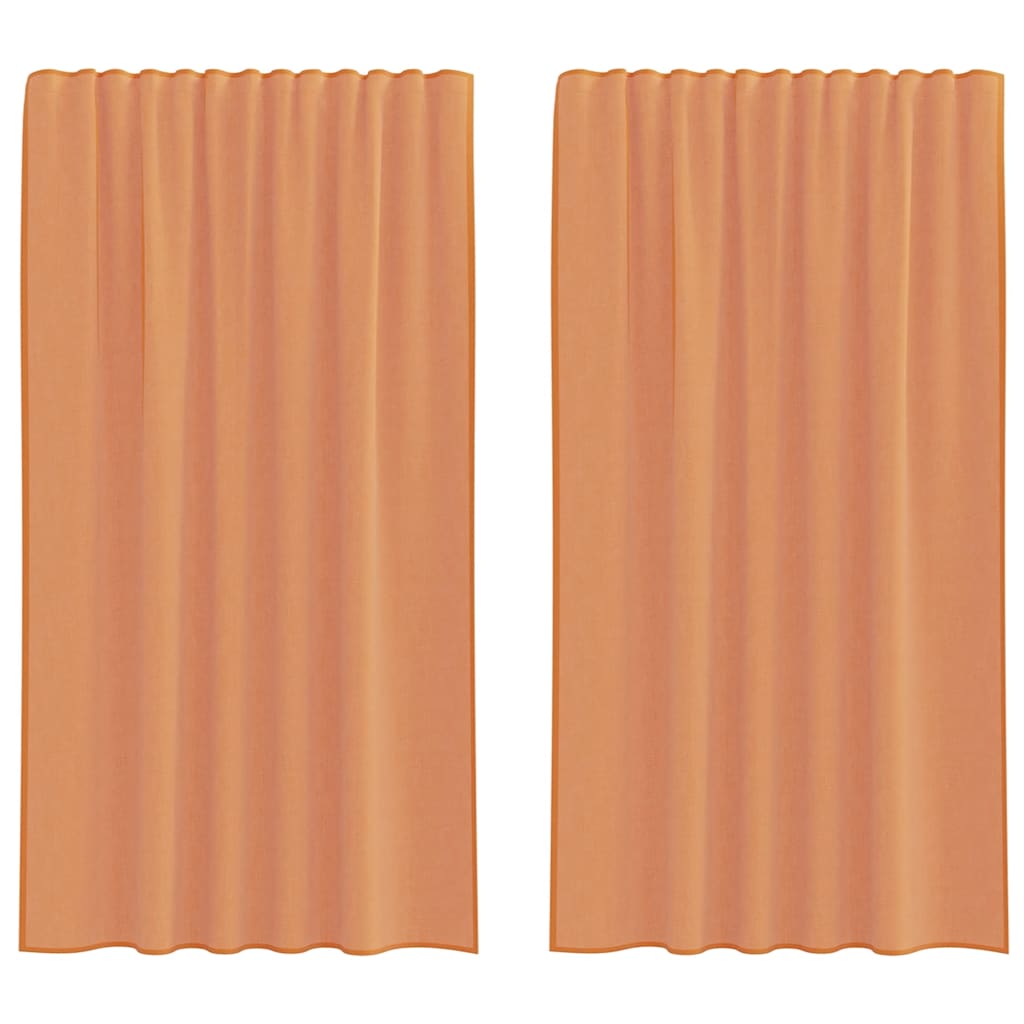 Voile Curtains with Rod Pockets 2 pcs Terracotta