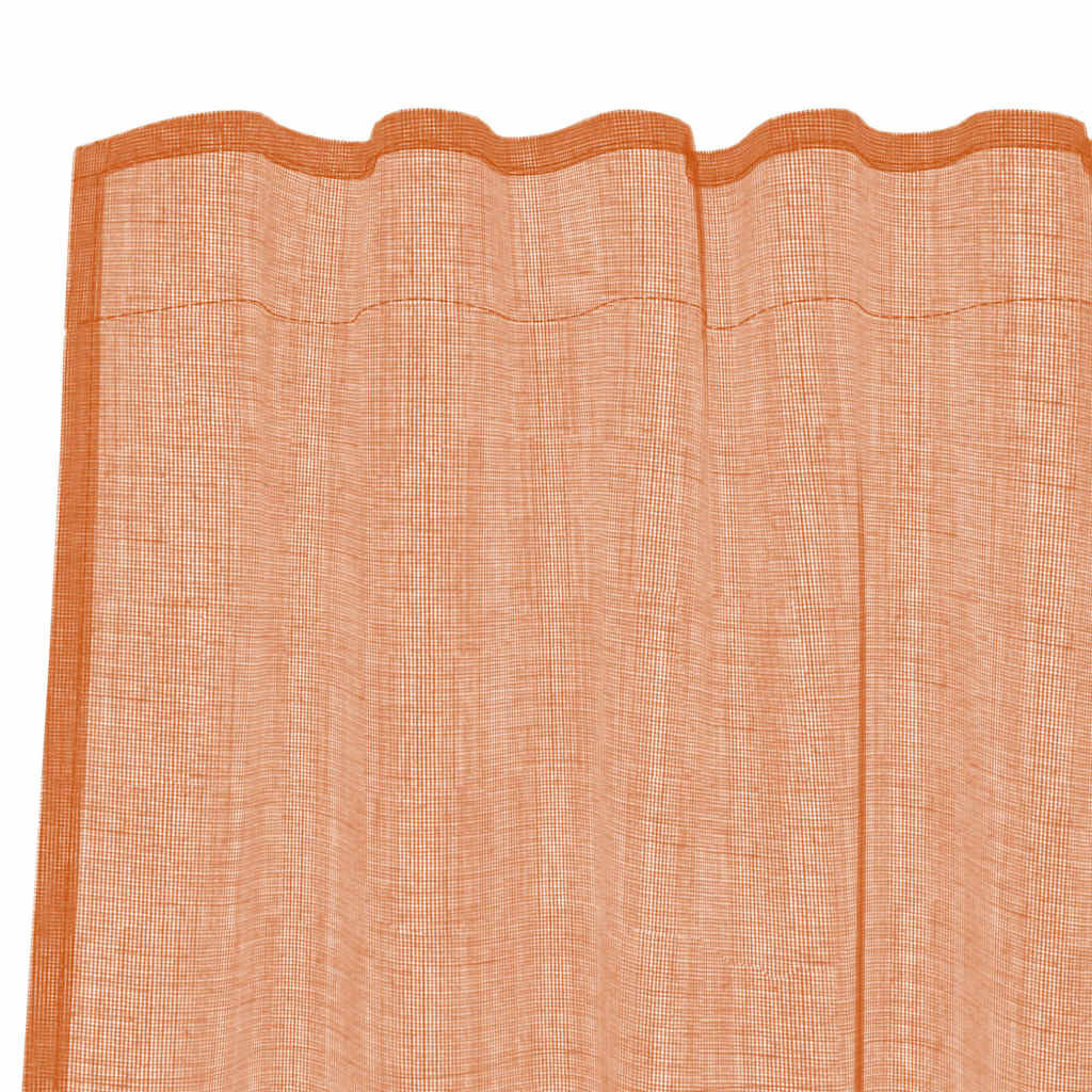 Voile Curtains with Rod Pockets 2 pcs Terracotta