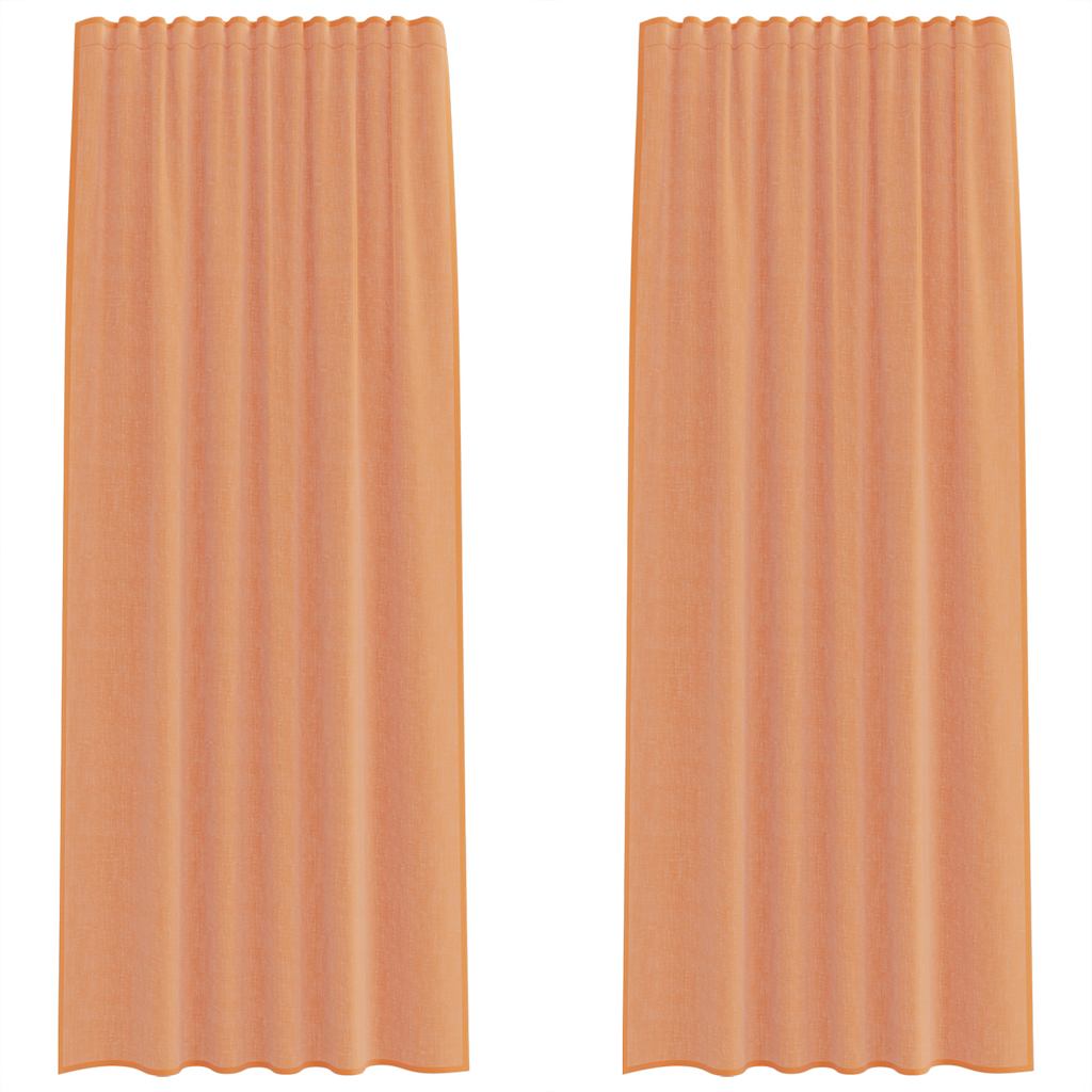 Voile Curtains with Rod Pockets 2 pcs Terracotta