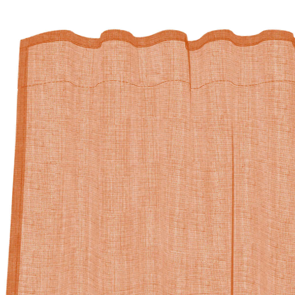 Voile Curtains with Rod Pockets 2 pcs Terracotta