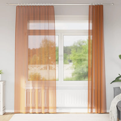Voile Curtains with Rod Pockets 2 pcs Terracotta