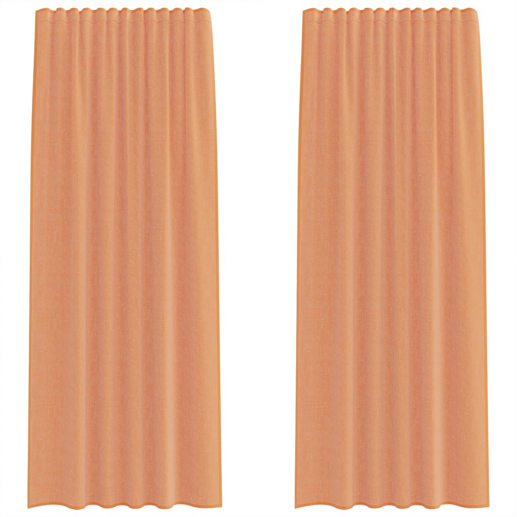 Voile Curtains with Rod Pockets 2 pcs Terracotta