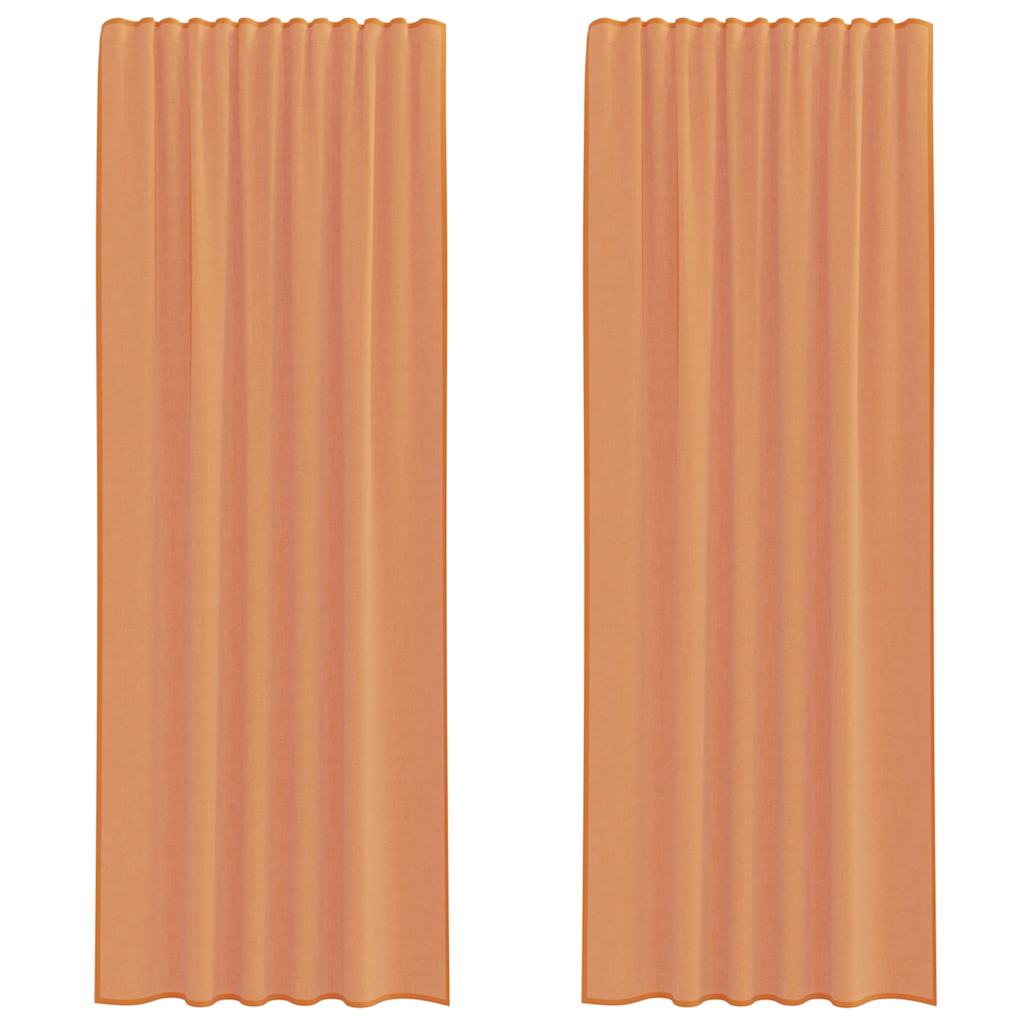 Voile Curtains with Rod Pockets 2 pcs Terracotta