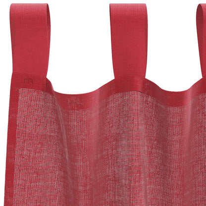 Voile Curtains with Rod Pockets 2 pcs Wine Red
