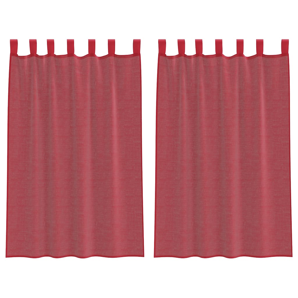Voile Curtains with Rod Pockets 2 pcs Wine Red