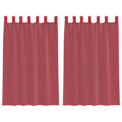 Voile Curtains with Rod Pockets 2 pcs Wine Red