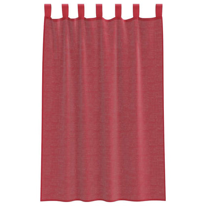 Voile Curtains with Rod Pockets 2 pcs Wine Red