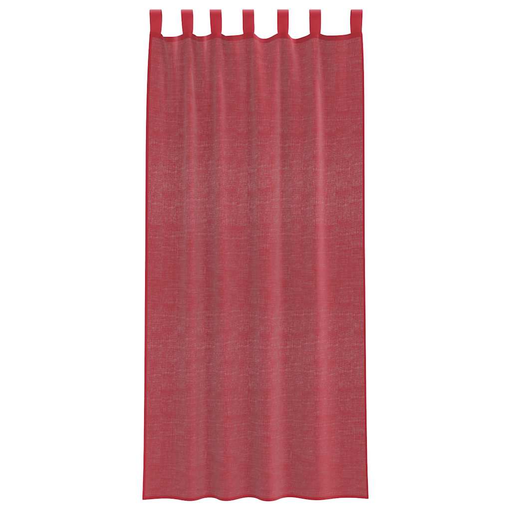 Voile Curtains with Rod Pockets 2 pcs Wine Red