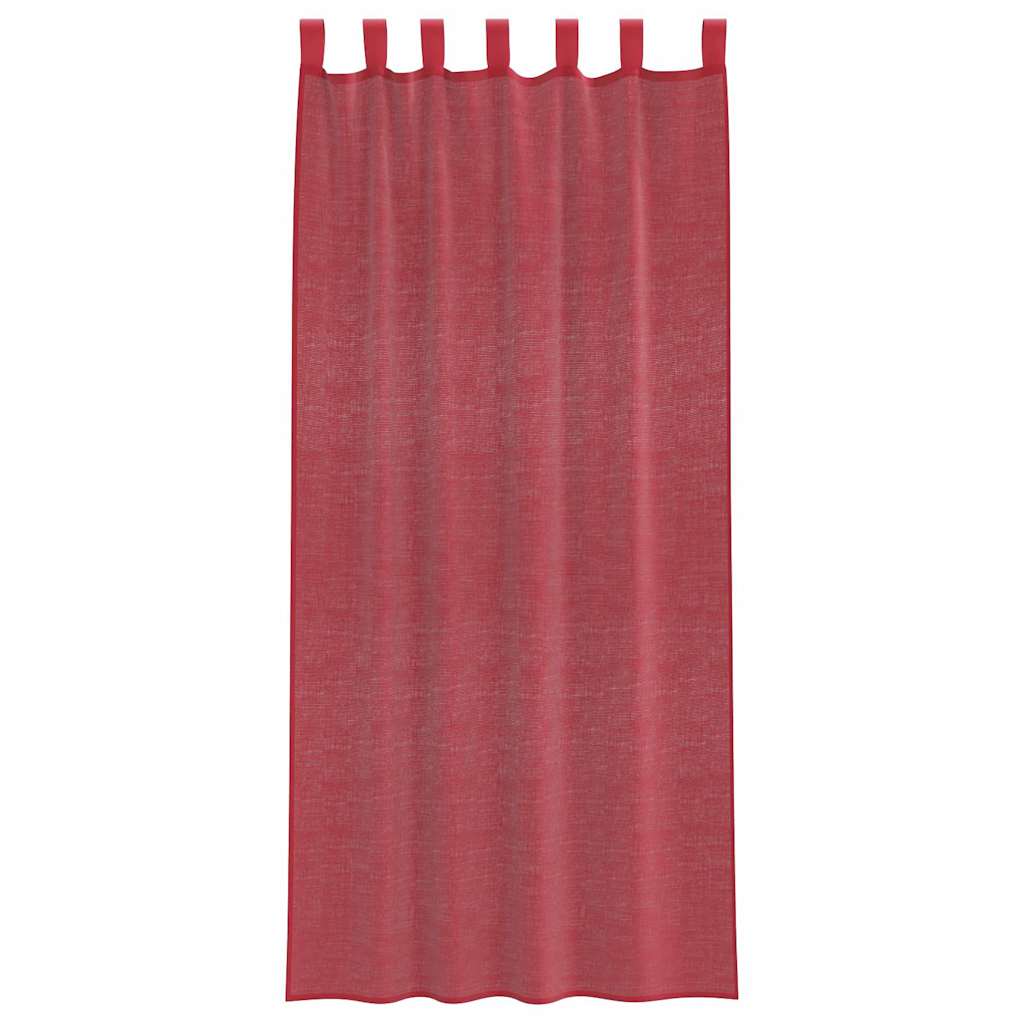 Voile Curtains with Rod Pockets 2 pcs Wine Red