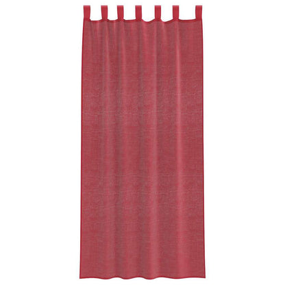 Voile Curtains with Rod Pockets 2 pcs Wine Red