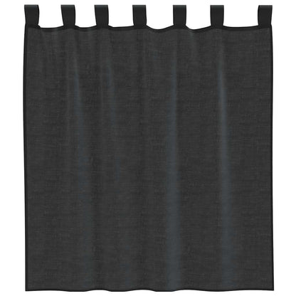 Voile Curtains with Tab Top 2 pcs Black