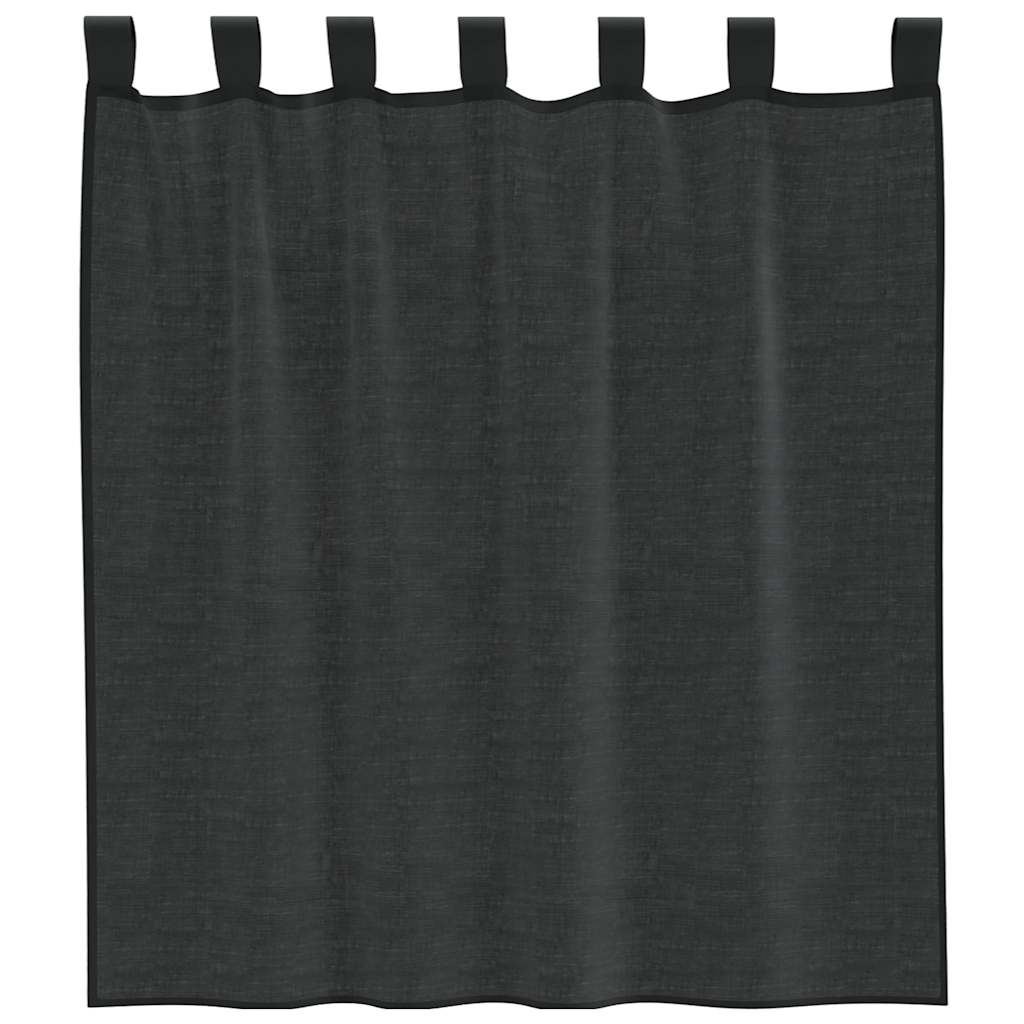 Voile Curtains with Tab Top 2 pcs Black