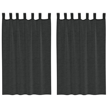 Voile Curtains with Tab Top 2 pcs Black