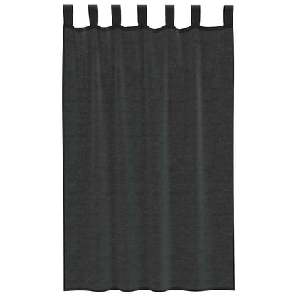 Voile Curtains with Tab Top 2 pcs Black