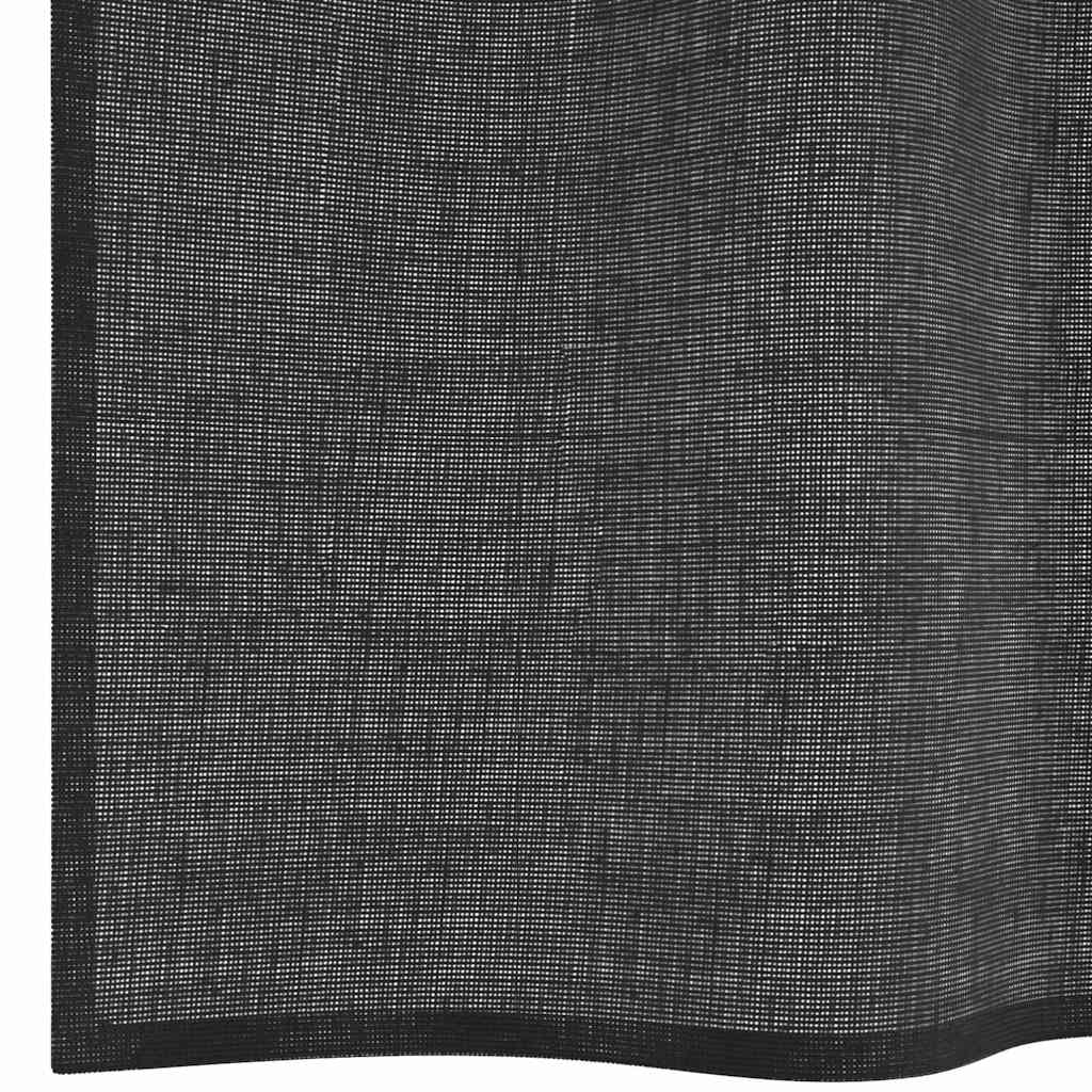 Voile Curtains with Tab Top 2 pcs Black