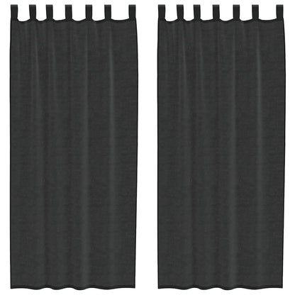 Voile Curtains with Tab Top 2 pcs Black