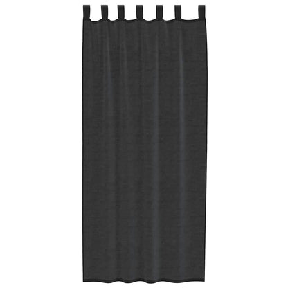 Voile Curtains with Tab Top 2 pcs Black