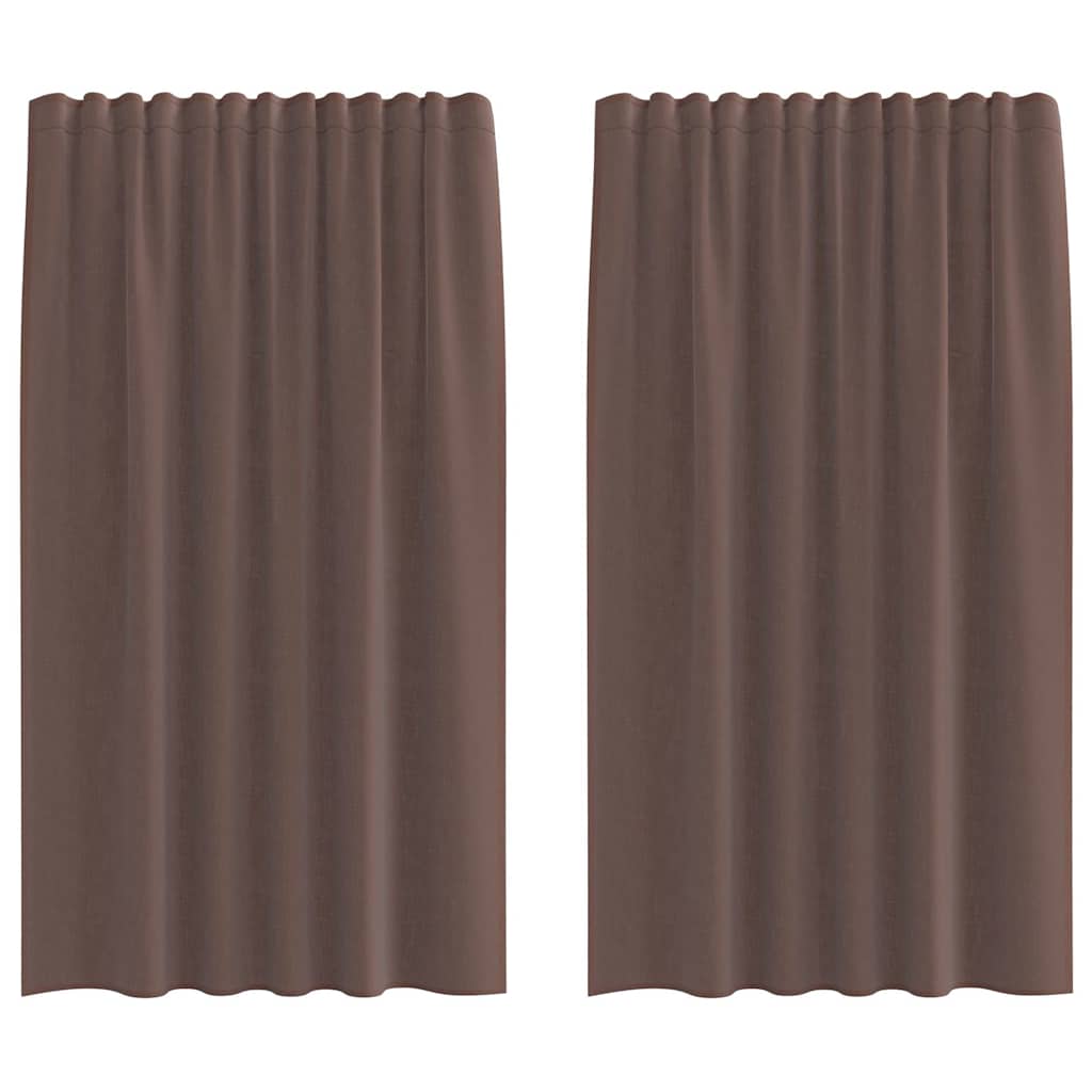 Voile Curtains with Tab Top 2 pcs Brown