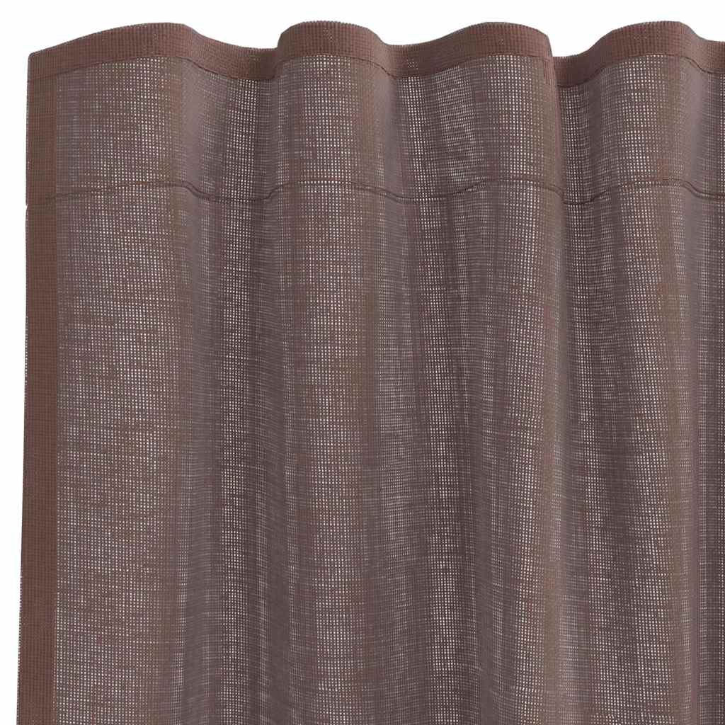 Voile Curtains with Tab Top 2 pcs Brown
