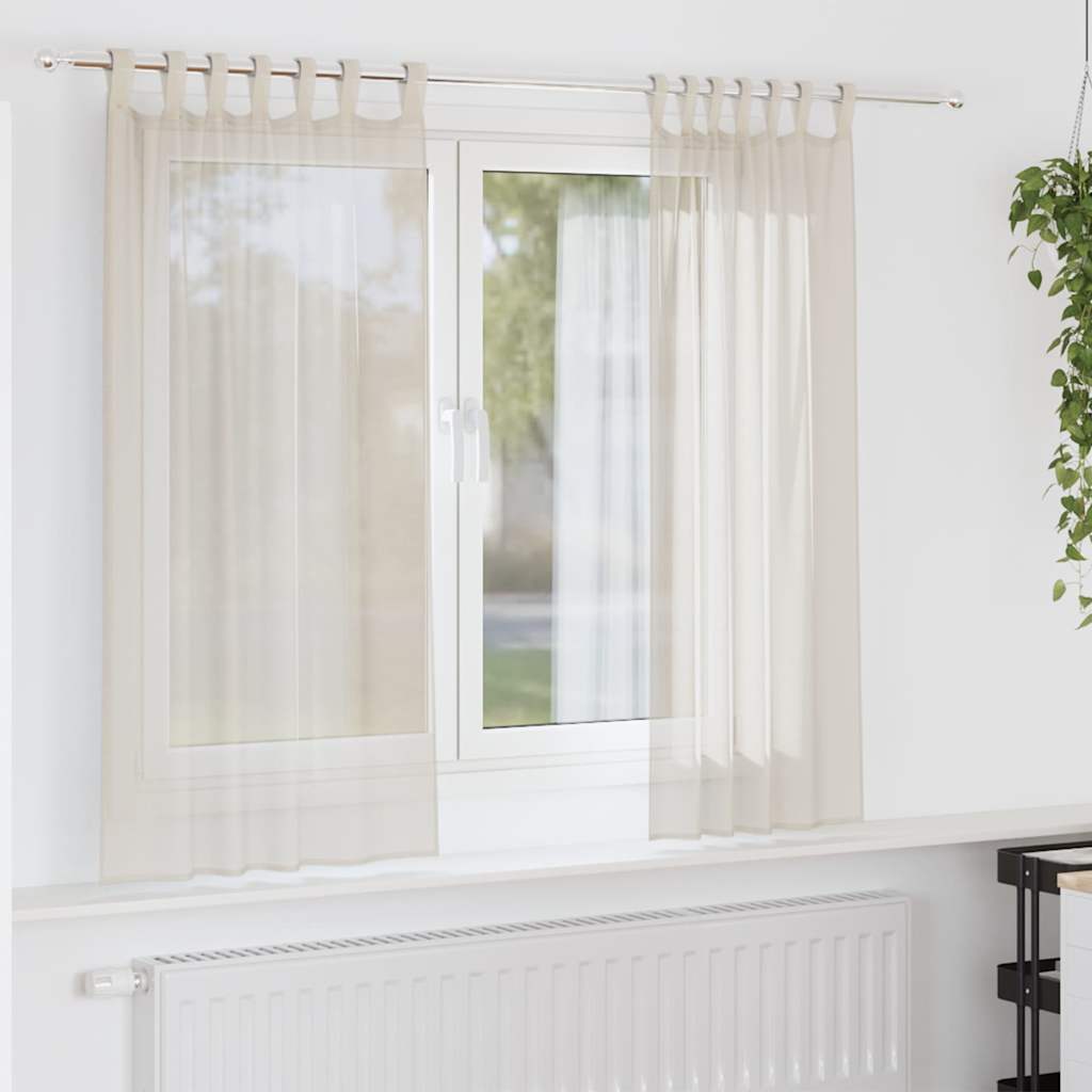 Voile Curtains with Tab Top 2 pcs Cream
