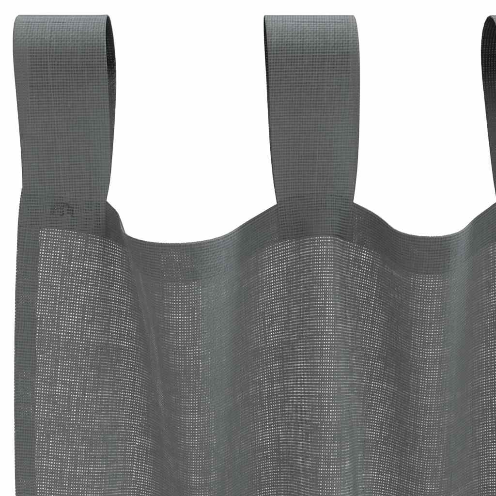 Voile Curtains with Loops 2 pcs Dark Grey 140x225 cm