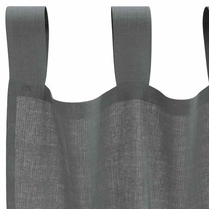 Voile Curtains with Loops 2 pcs Dark Grey 140x225 cm