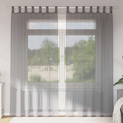 Voile Curtains with Loops 2 pcs Dark Grey 140x225 cm