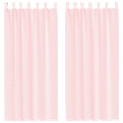 Voile Curtains with Loops 2 pcs Light Pink 140x245 cm