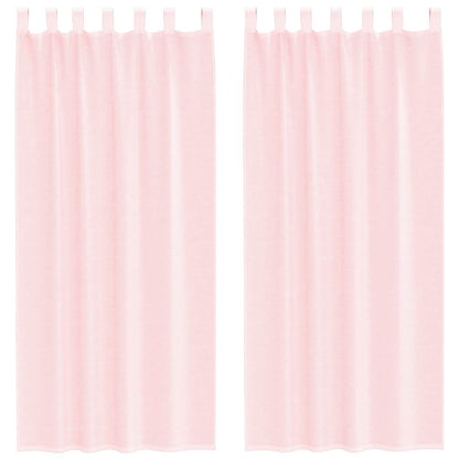 Voile Curtains with Loops 2 pcs Light Pink 140x245 cm
