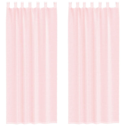 Voile Curtains with Loops 2 pcs Light Pink 140x260 cm