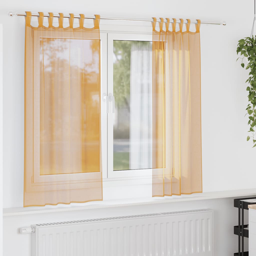 Voile Curtains with Loops 2 pcs Orange 140x175 cm