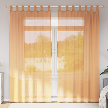 Voile Curtains with Loops 2 pcs Orange 140x225 cm