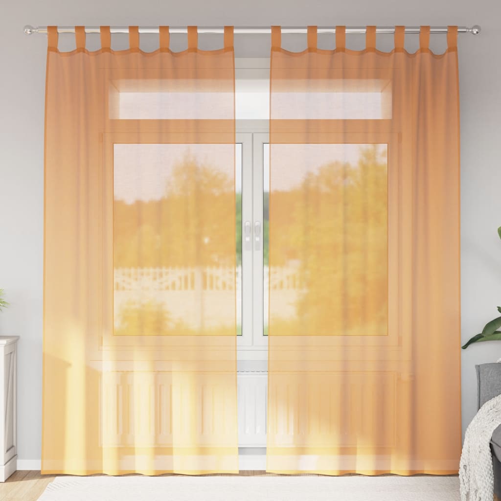 Voile Curtains with Loops 2 pcs Orange 140x225 cm