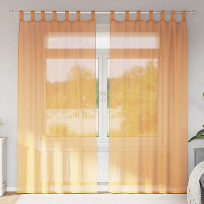 Voile Curtains with Loops 2 pcs Orange 140x245 cm