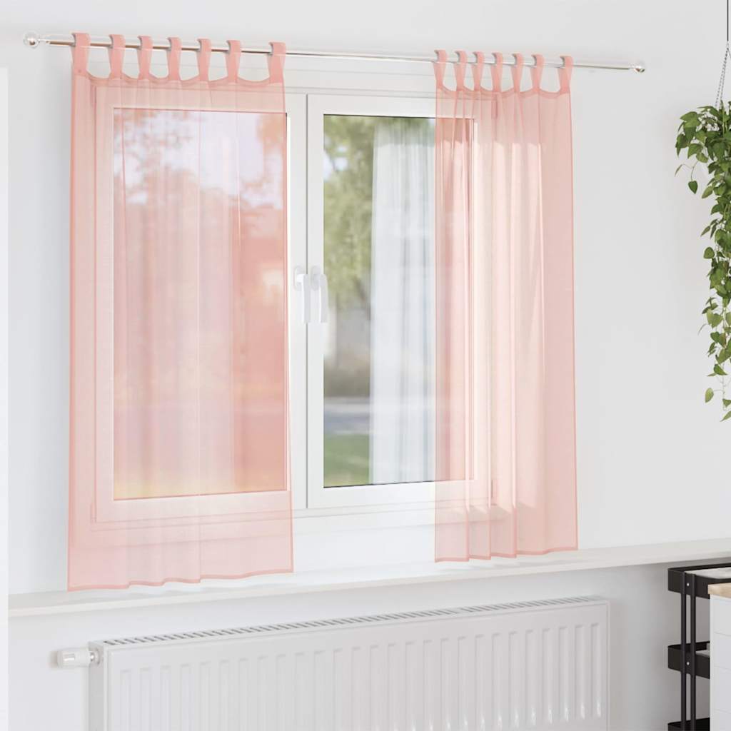Voile Curtains with Loops 2 pcs Pink 140x175 cm