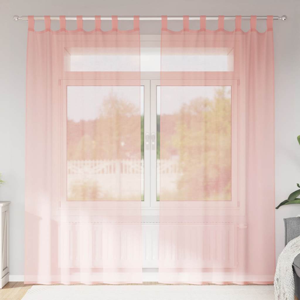 Voile Curtains with Loops 2 pcs Pink 140x225 cm