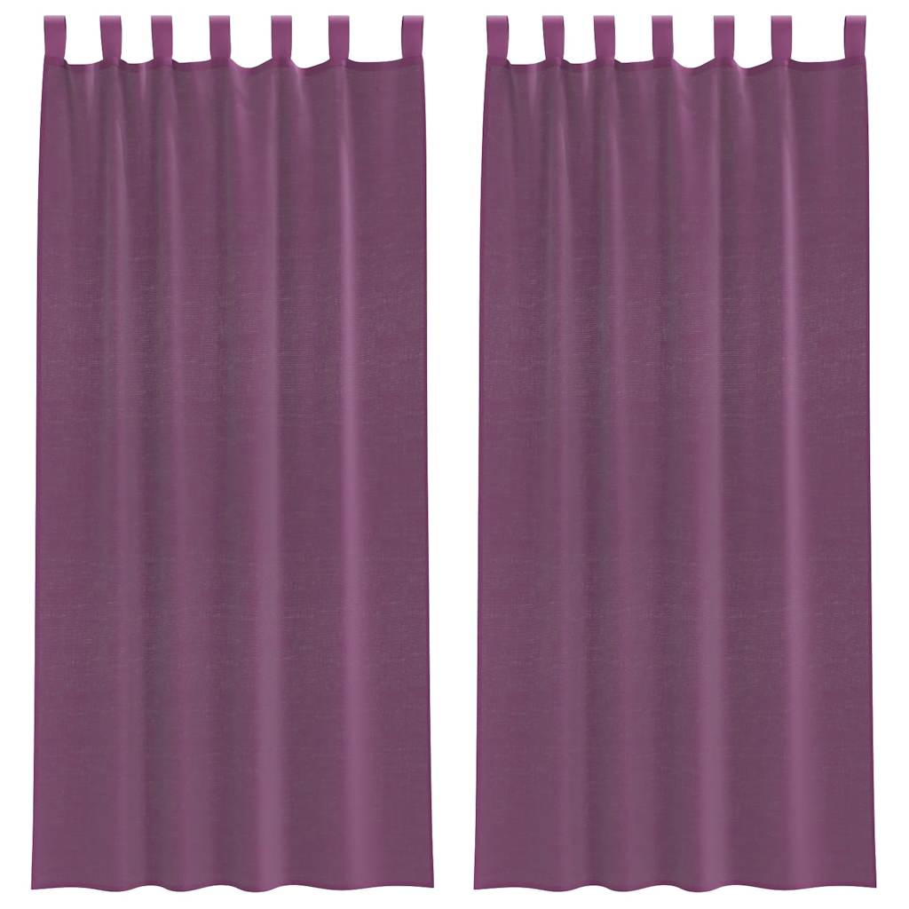 Voile Curtains with Loops 2 pcs Purple 140x225 cm