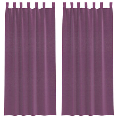 Voile Curtains with Loops 2 pcs Purple 140x245 cm