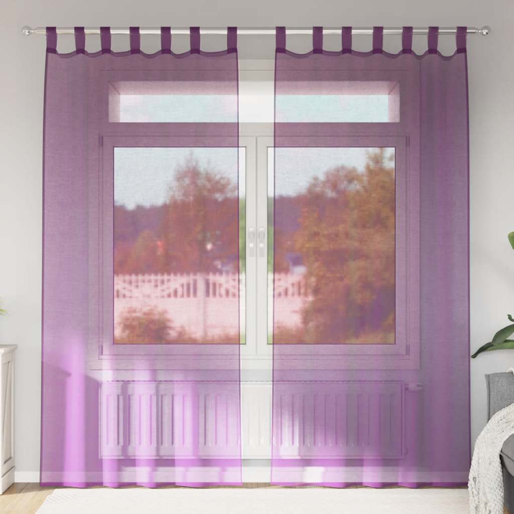 Voile Curtains with Loops 2 pcs Purple 140x245 cm