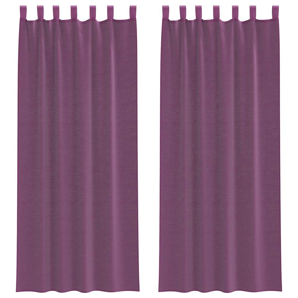 Voile Curtains with Loops 2 pcs Purple 140x260 cm