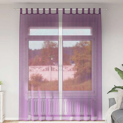 Voile Curtains with Loops 2 pcs Purple 140x260 cm